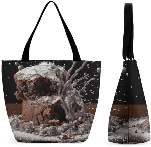 Grocery Bag Reusable Tote Bag Foldable Blue Wave Art Shopping Bag Handbag Washable Shoulder Bag for Travel