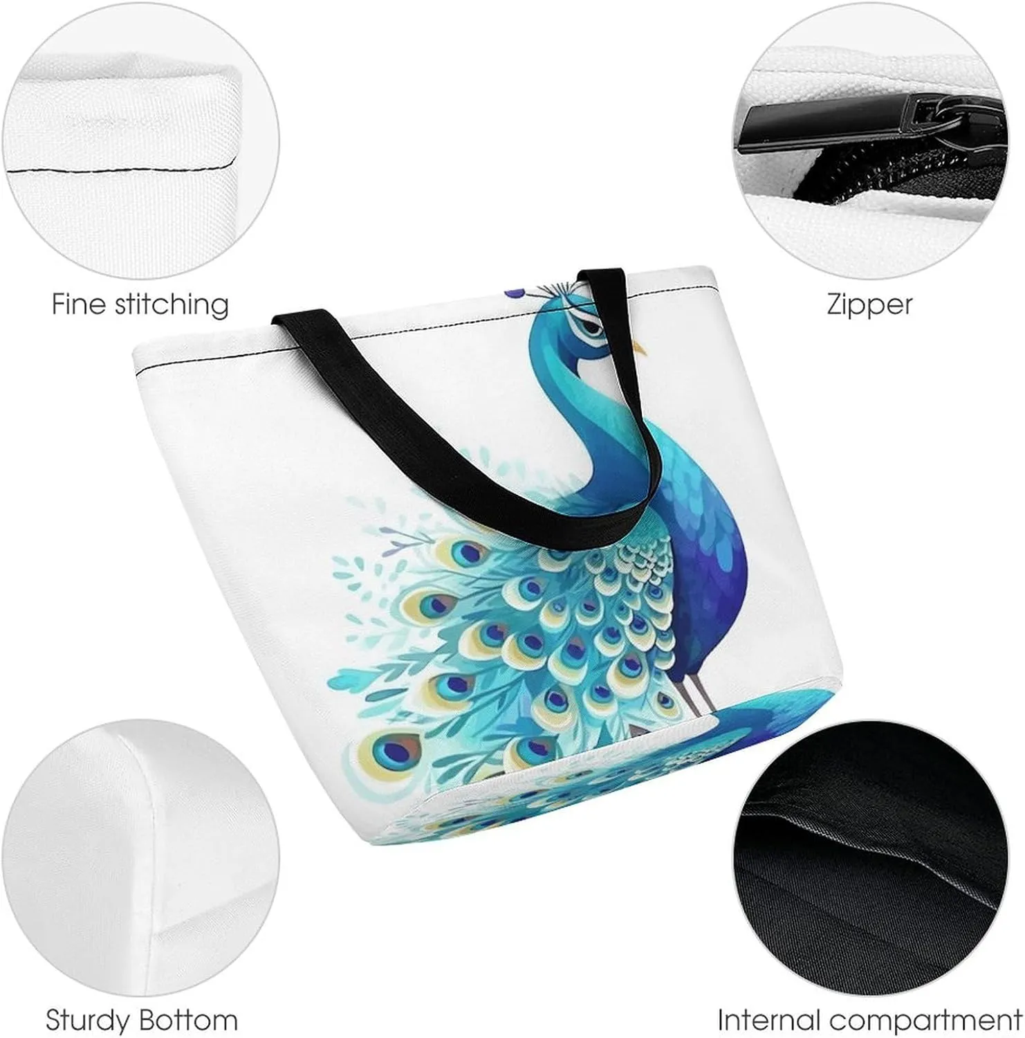 Grocery Bag Reusable Tote Bag Foldable Cartoon Alpaca Shopping Bag Handbag Washable Shoulder Bag for Travel