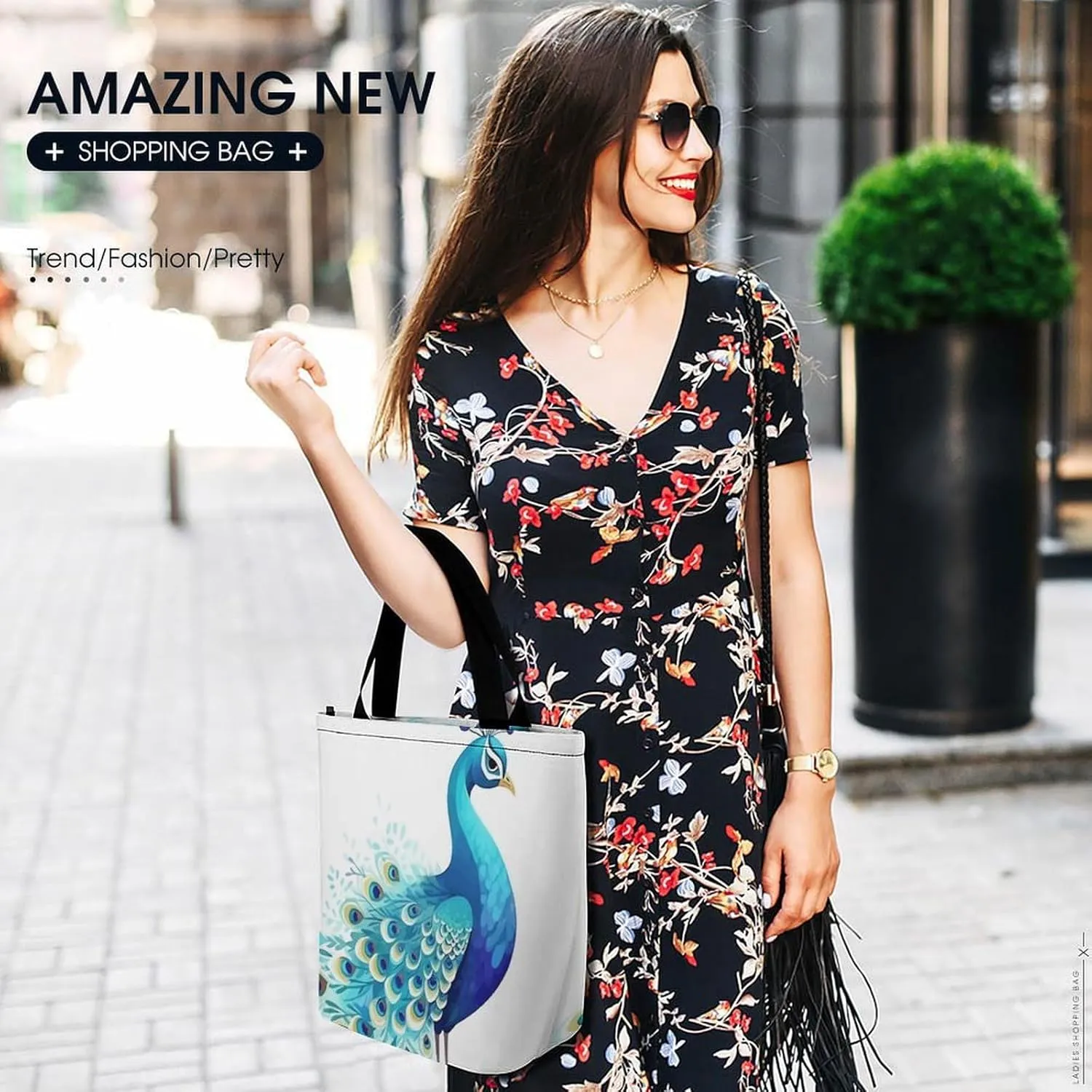 Grocery Bag Reusable Tote Bag Foldable Cartoon Alpaca Shopping Bag Handbag Washable Shoulder Bag for Travel