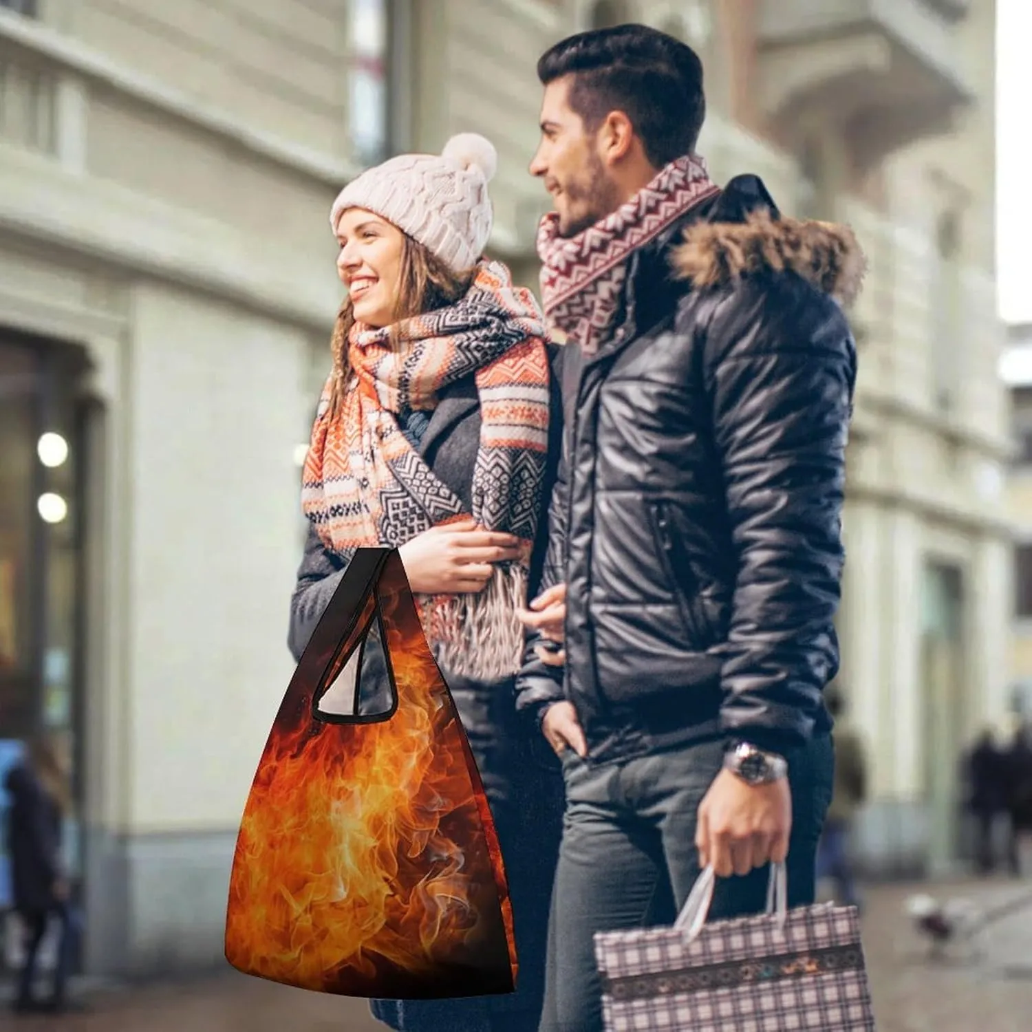 Grocery Bag Reusable Tote Bag Foldable Round Ball Christmas Tree Shopping Bag Handbag Washable Shoulder Bag for Travel