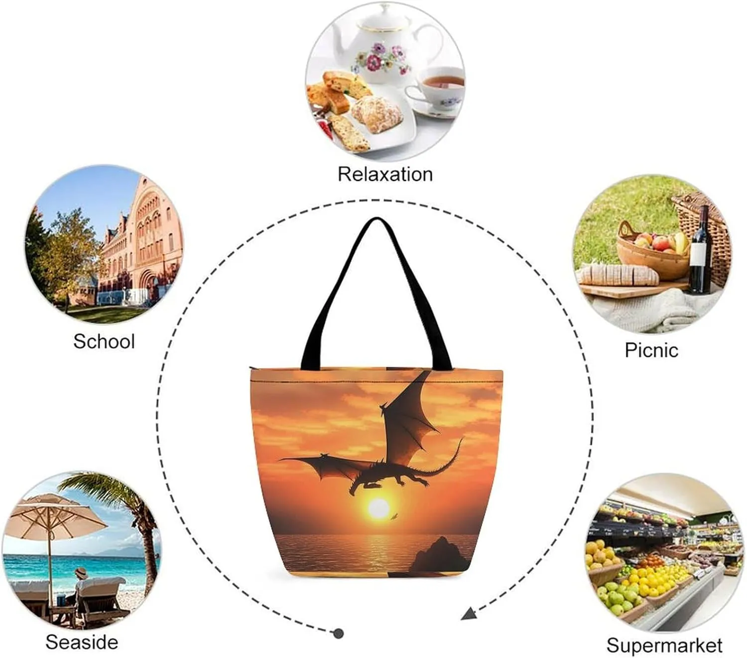 Grocery Bag Reusable Tote Bag Foldable Shih Tzu Dog Shopping Bag Handbag Washable Shoulder Bag for Travel