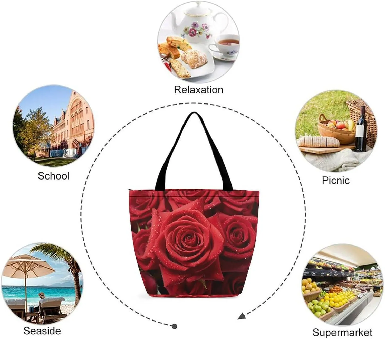 Grocery Bag Reusable Tote Bag Foldable Shih Tzu Dog Shopping Bag Handbag Washable Shoulder Bag for Travel