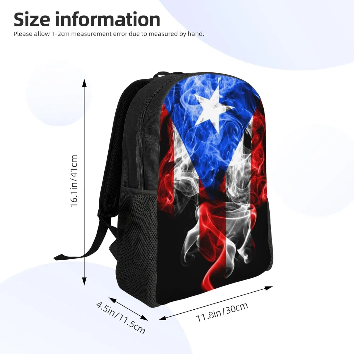 GTEVUTS Puerto Rico Backpack for Men Women - Puerto Rico Gifts-Patriotic Chic Laptop Black Shoulder Bag Travel Camping Work Outdoor Backpacks,15 Inch,Black