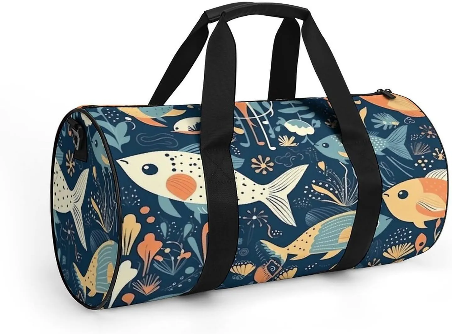 Gym Bag for Men Women Cartoon Fish And Coral Duffel Bag Overnight Bag with Compartment Gym Sackpac