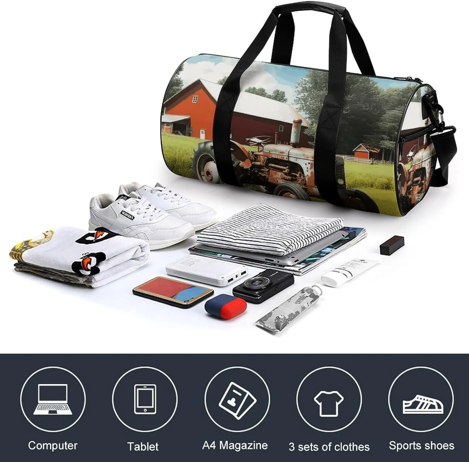 Gym Bag for Men Women Company Farm Tractor Duffel Bag Overnight Bag with Compartment Gym Sackpac