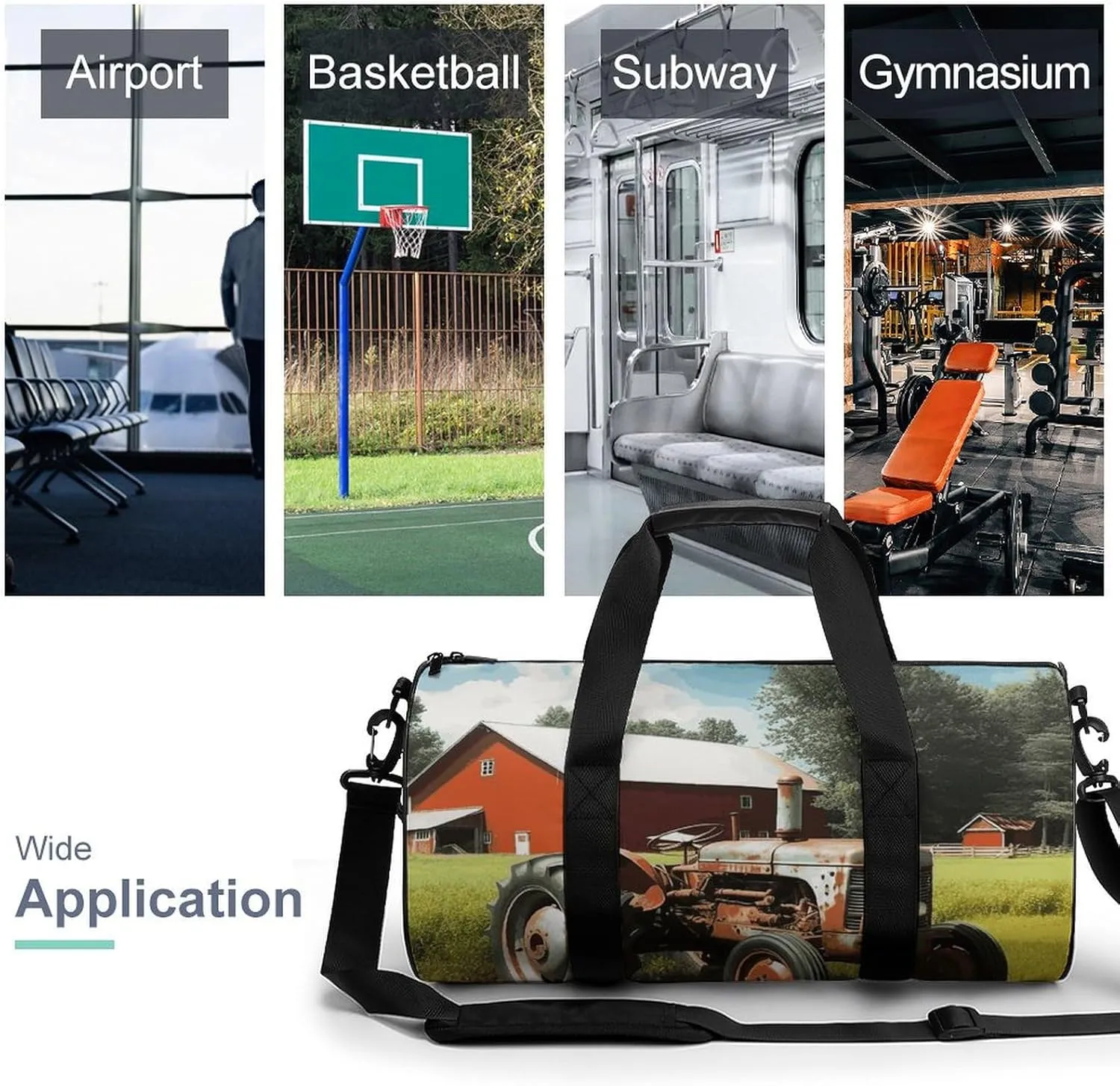 Gym Bag for Men Women Company Farm Tractor Duffel Bag Overnight Bag with Compartment Gym Sackpac