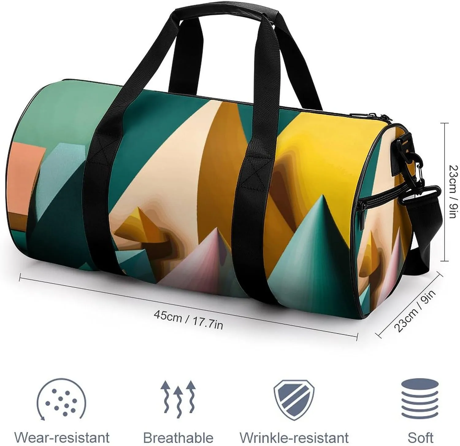 Gym Bag for Men Women Conical Colored Paper Duffel Bag Overnight Bag with Compartment Gym Sackpac