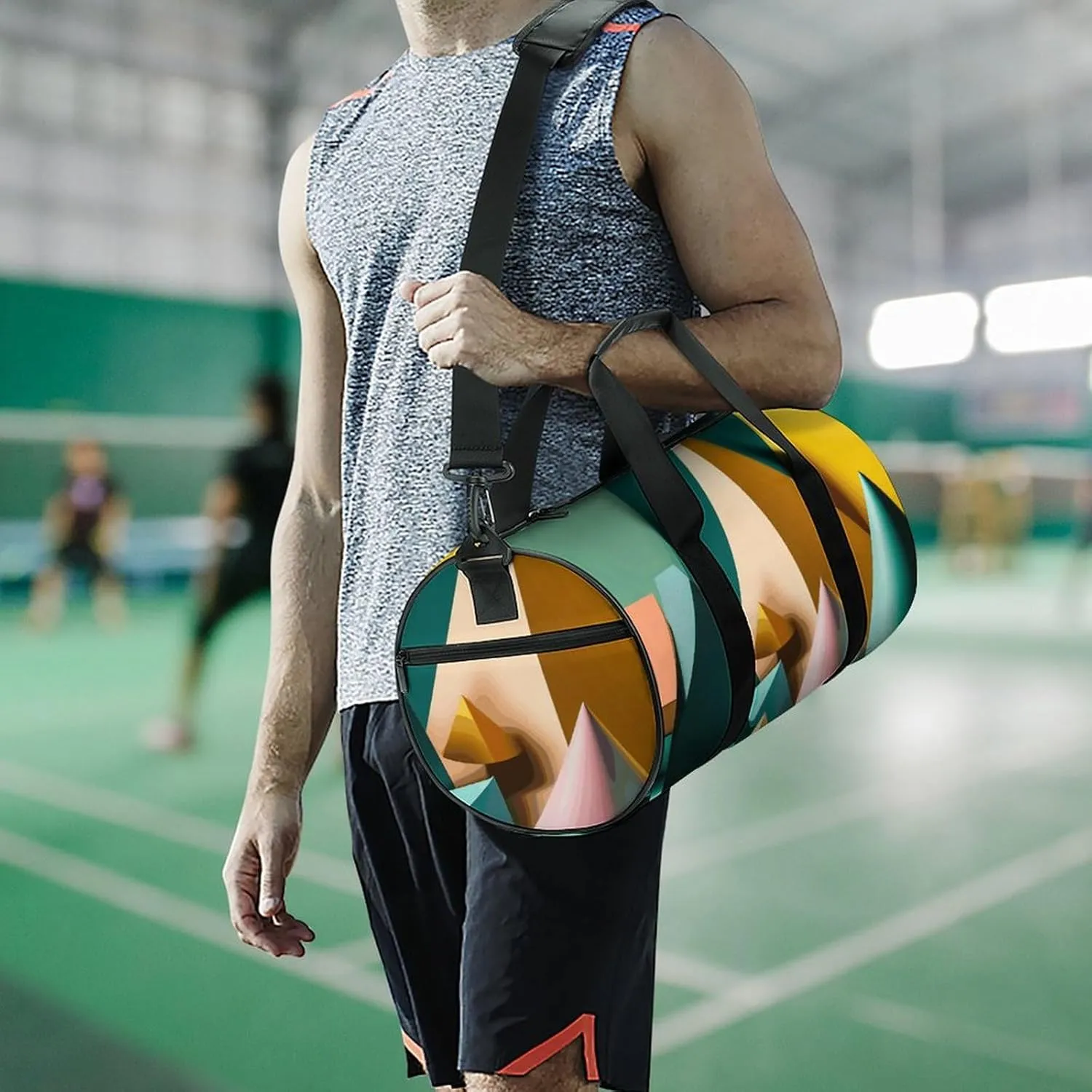 Gym Bag for Men Women Conical Colored Paper Duffel Bag Overnight Bag with Compartment Gym Sackpac