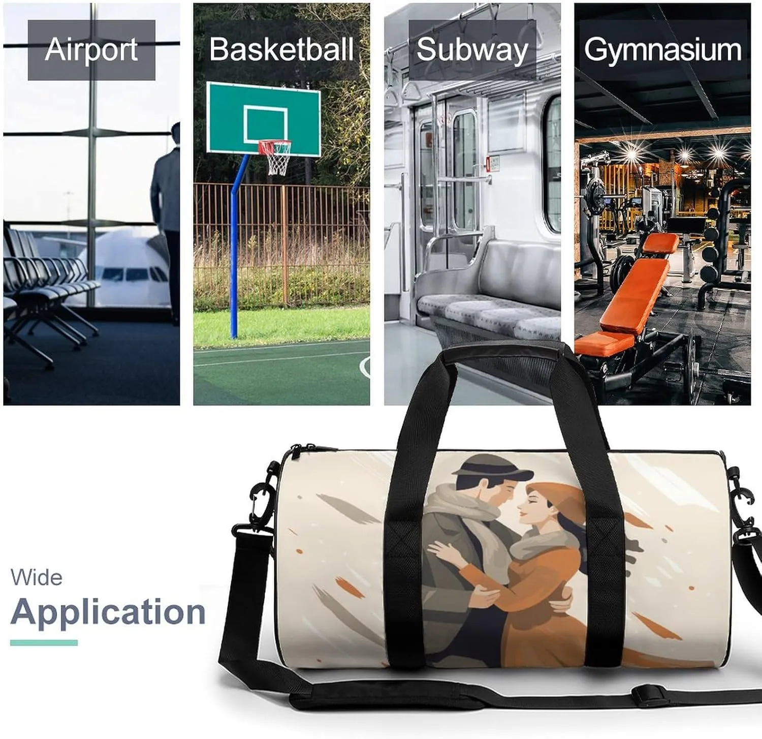 Gym Bag for Men Women Couple Dancing Duffel Bag Overnight Bag with Compartment Gym Sackpac