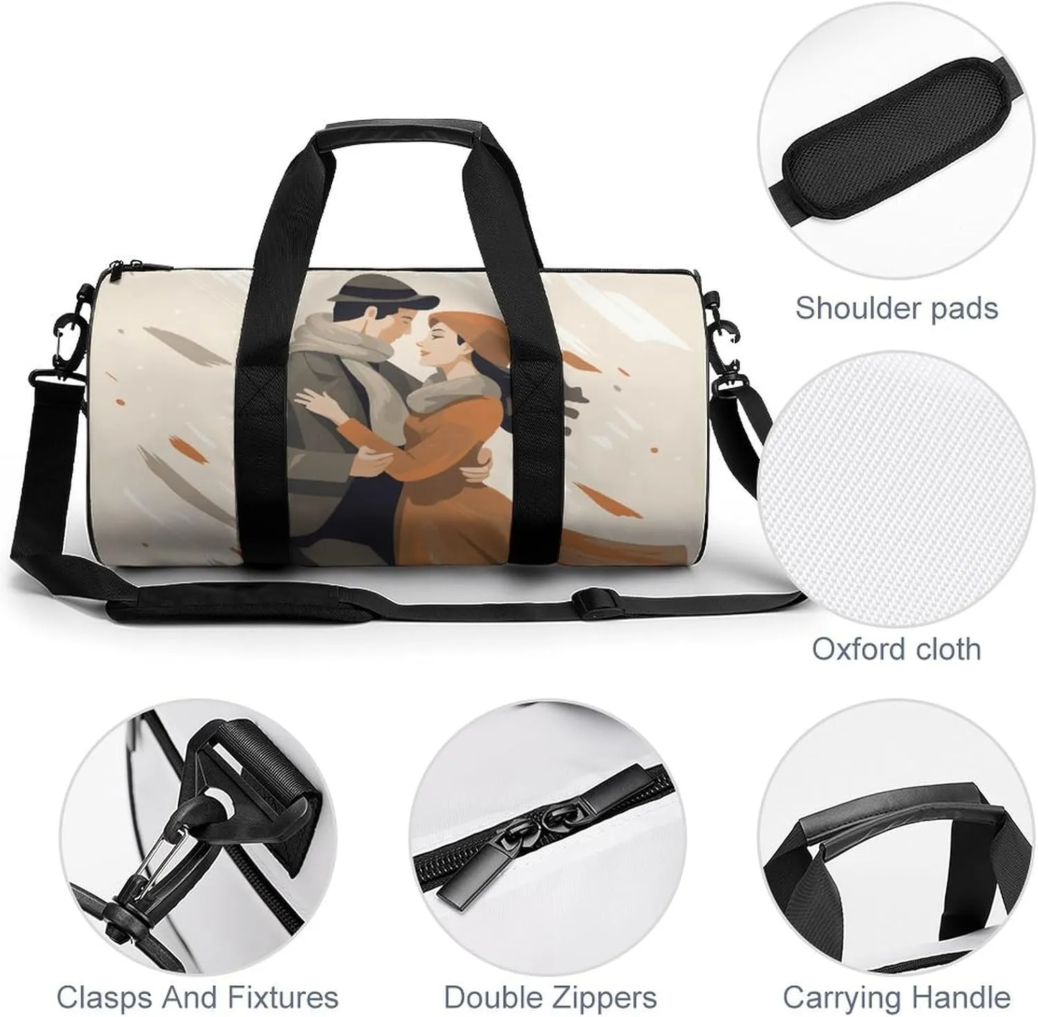 Gym Bag for Men Women Couple Dancing Duffel Bag Overnight Bag with Compartment Gym Sackpac