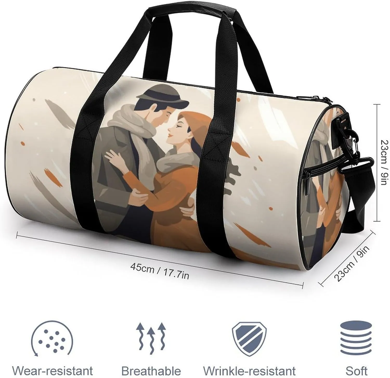 Gym Bag for Men Women Couple Dancing Duffel Bag Overnight Bag with Compartment Gym Sackpac
