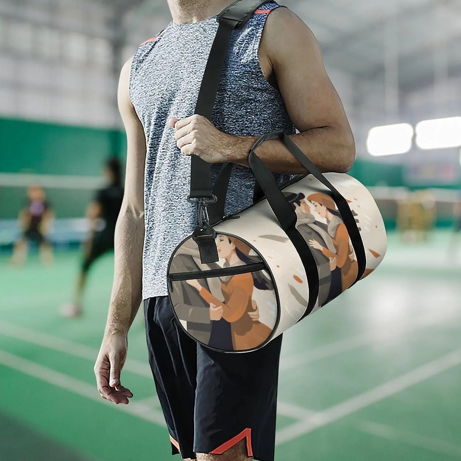 Gym Bag for Men Women Couple Dancing Duffel Bag Overnight Bag with Compartment Gym Sackpac