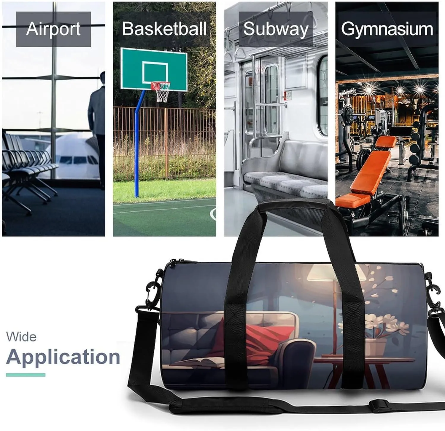 Gym Bag for Men Women Living Room Floor Plan Duffel Bag Overnight Bag with Compartment Gym Sackpac