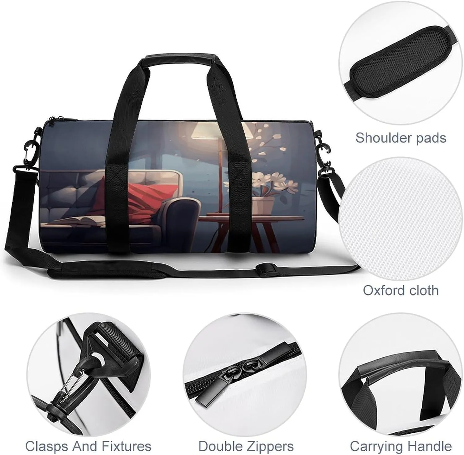 Gym Bag for Men Women Living Room Floor Plan Duffel Bag Overnight Bag with Compartment Gym Sackpac