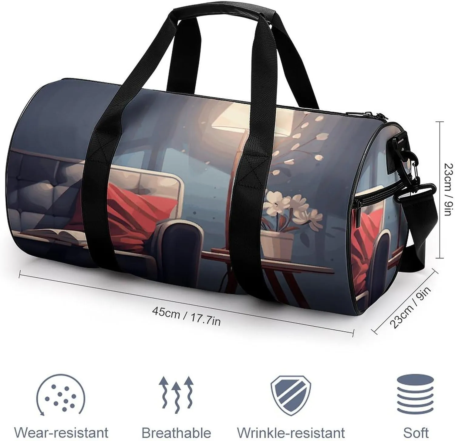 Gym Bag for Men Women Living Room Floor Plan Duffel Bag Overnight Bag with Compartment Gym Sackpac