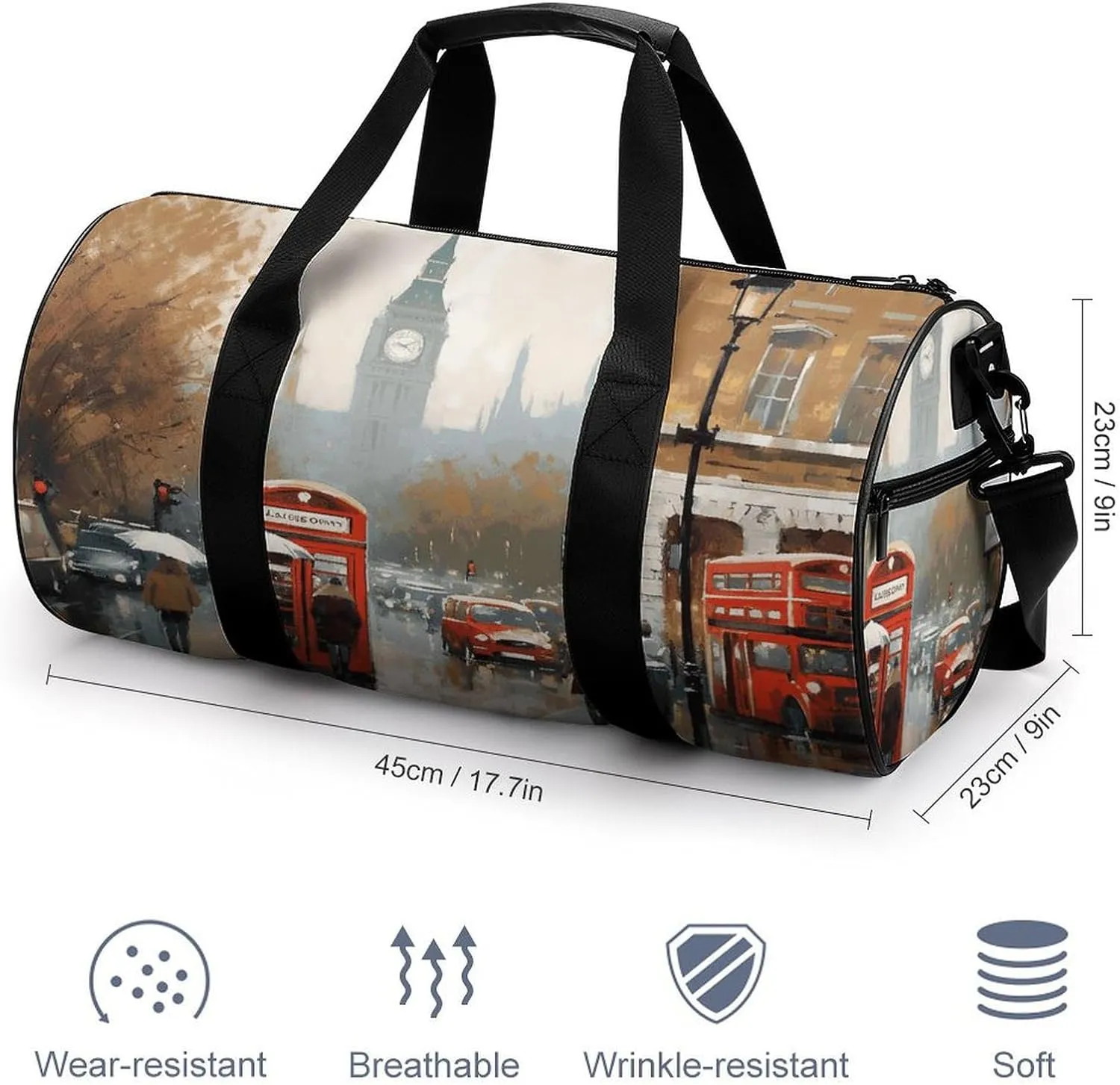 Gym Bag for Men Women London Impression Duffel Bag Overnight Bag with Compartment Gym Sackpac