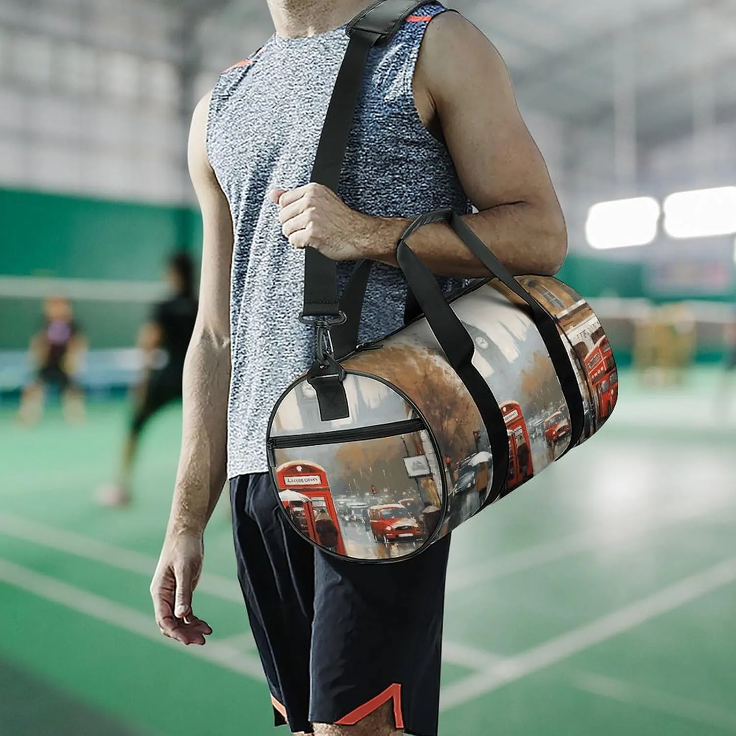 Gym Bag for Men Women London Impression Duffel Bag Overnight Bag with Compartment Gym Sackpac
