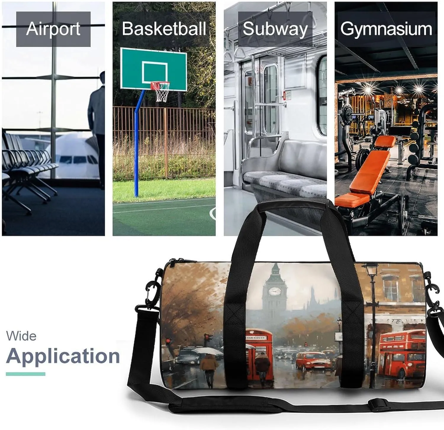 Gym Bag for Men Women London Impression Duffel Bag Overnight Bag with Compartment Gym Sackpac