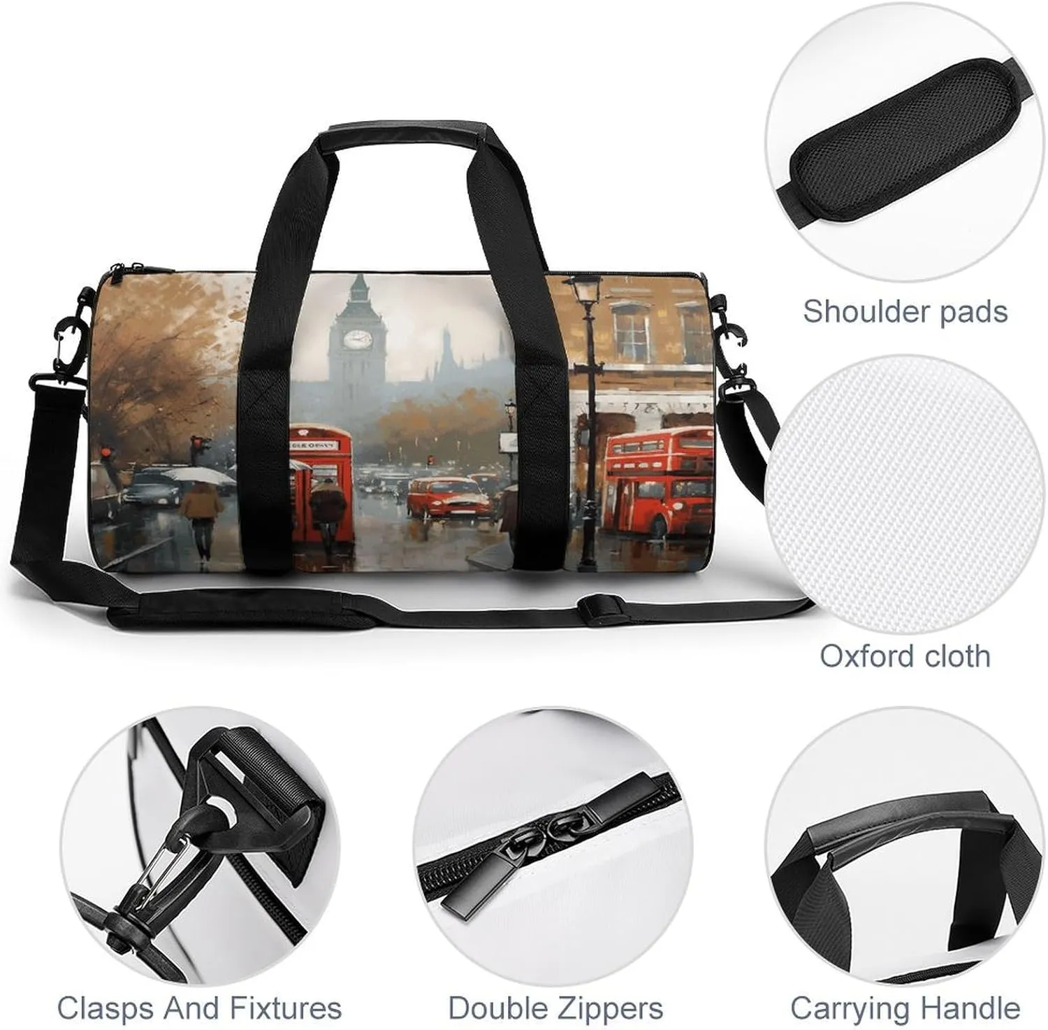 Gym Bag for Men Women London Impression Duffel Bag Overnight Bag with Compartment Gym Sackpac