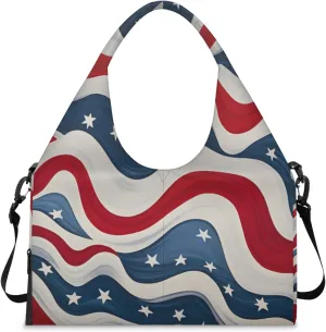 Gym Bag for Women Abstract Star Stripes Duffel Bag with Shoe Compartment and Yoga Mat Holder Portable Weekender Bags Travel Tote Bags