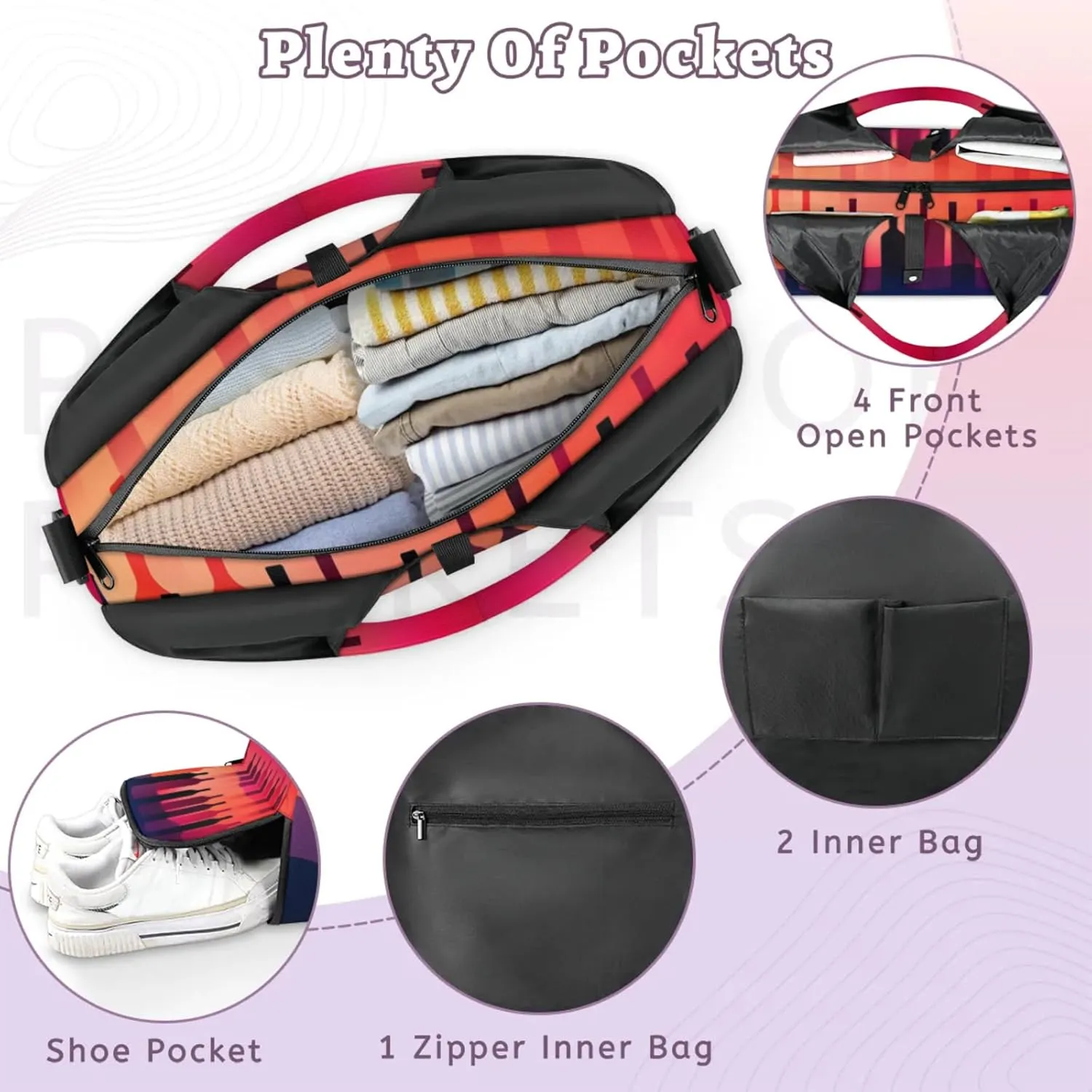 Gym Bag for Women Abstract Wine Bottle Duffel Bag with Shoe Compartment and Yoga Mat Holder Portable Weekender Bags Travel Tote Bags