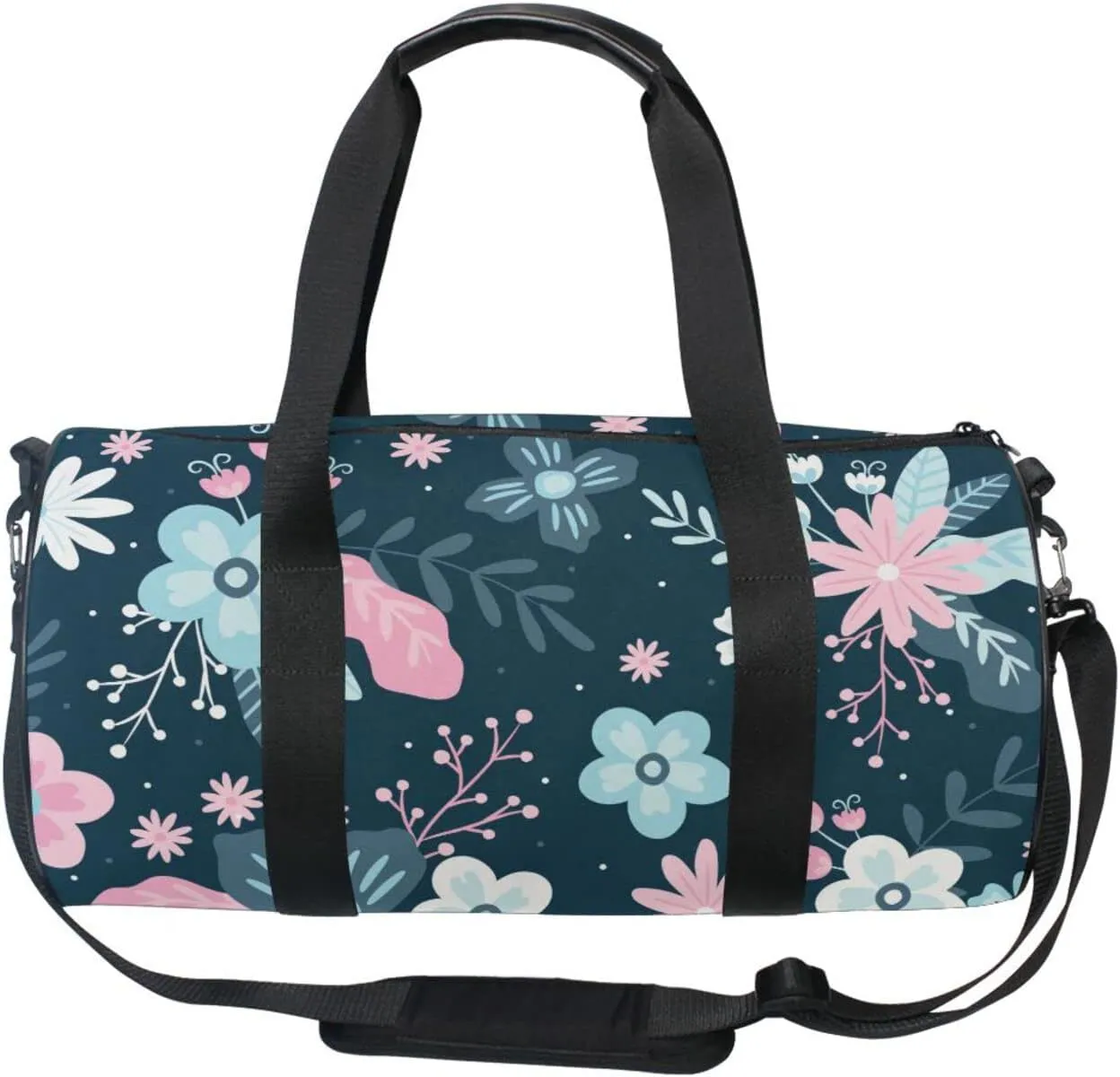 Gym Bag for Women and Men Small Duffel Bag for Sports Travel Weekender Overnight Vacation Beach Lightweight Carry on Bag for Boys Girls Floral Blue