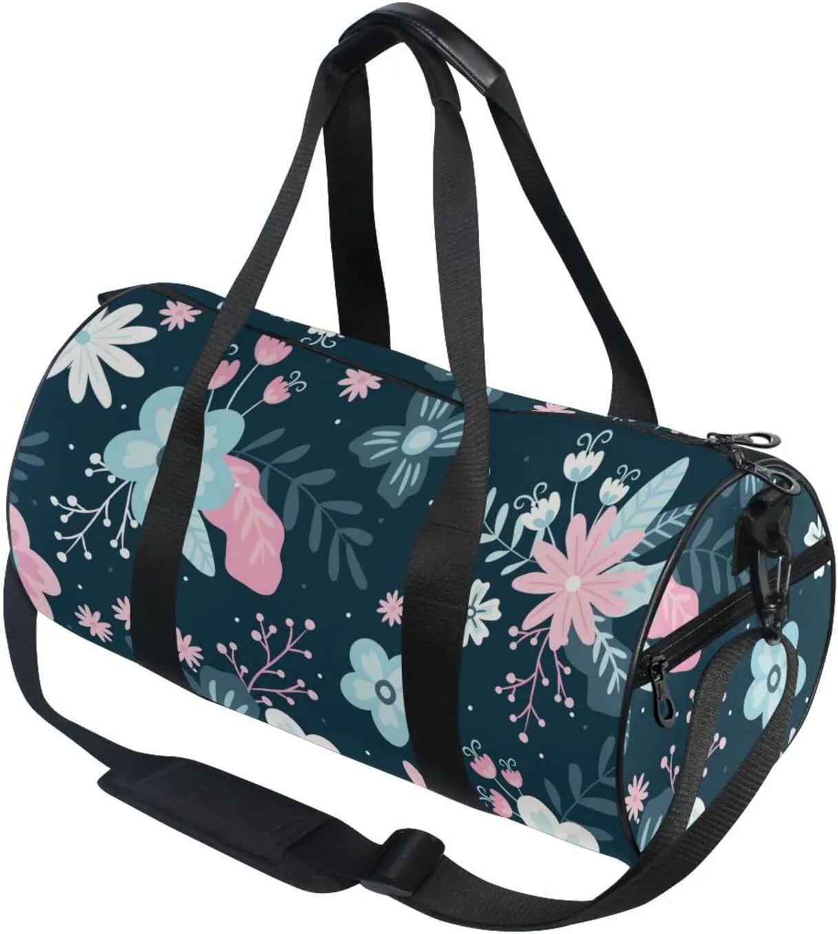 Gym Bag for Women and Men Small Duffel Bag for Sports Travel Weekender Overnight Vacation Beach Lightweight Carry on Bag for Boys Girls Floral Blue
