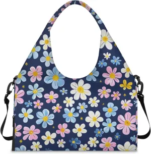 Gym Bag for Women Beautiful Floral Duffel Bag with Shoe Compartment and Yoga Mat Holder Portable Weekender Bags Travel Tote Bags
