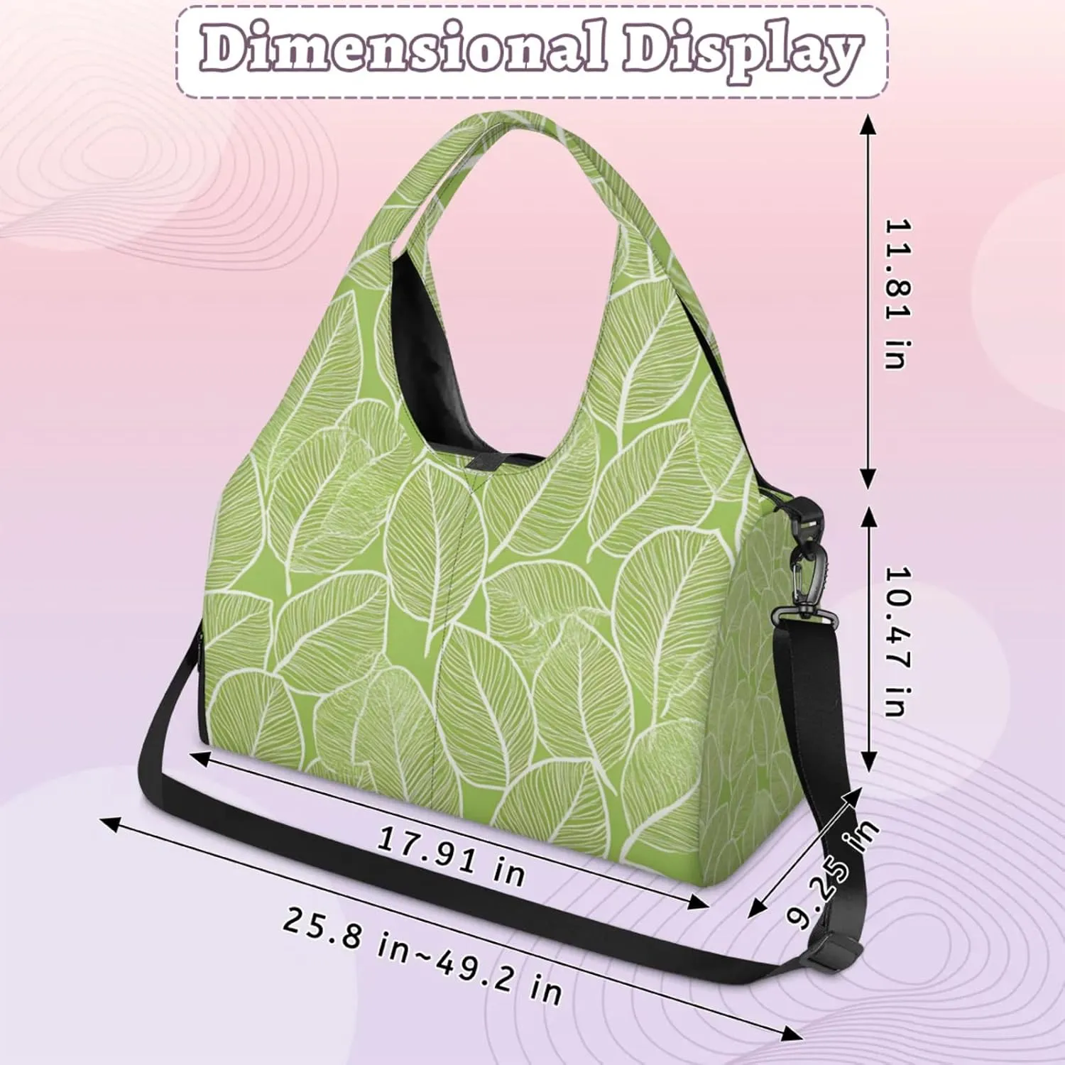 Gym Bag for Women Beautiful Leaf Veins Duffel Bag with Shoe Compartment and Yoga Mat Holder Portable Weekender Bags Travel Tote Bags