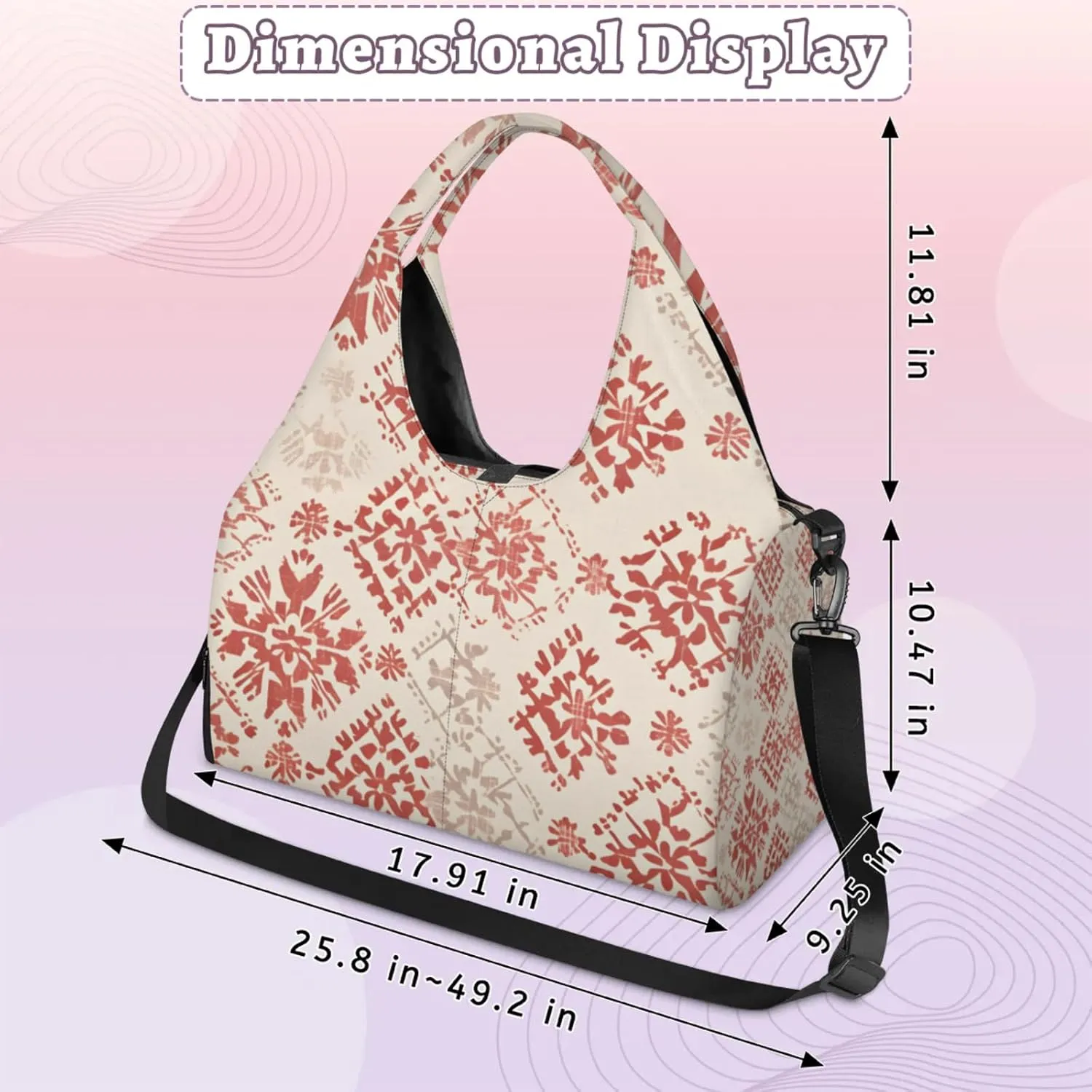 Gym Bag for Women Boho Duffel Bag with Shoe Compartment and Yoga Mat Holder Portable Weekender Bags Travel Tote Bags