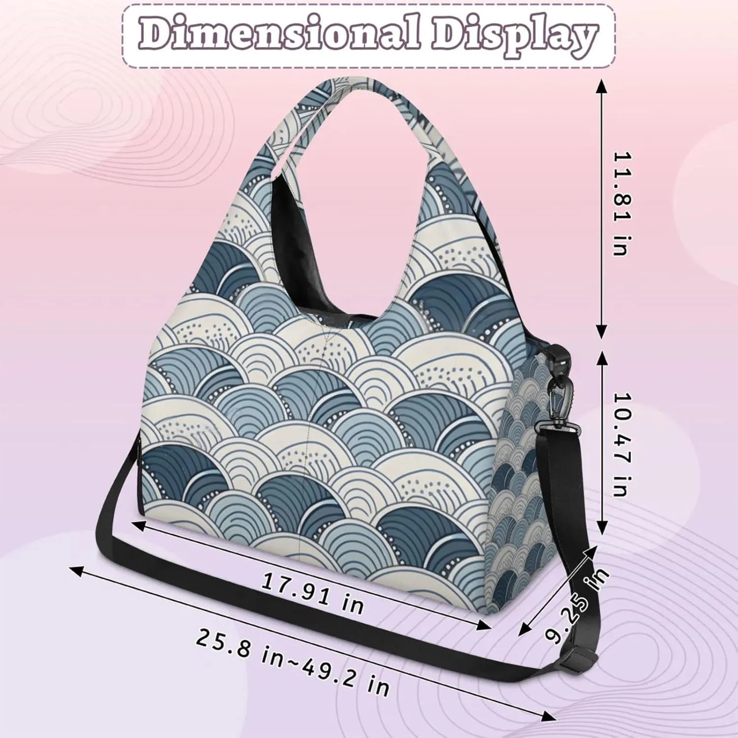 Gym Bag for Women Boho Print Duffel Bag with Shoe Compartment and Yoga Mat Holder Portable Weekender Bags Travel Tote Bags