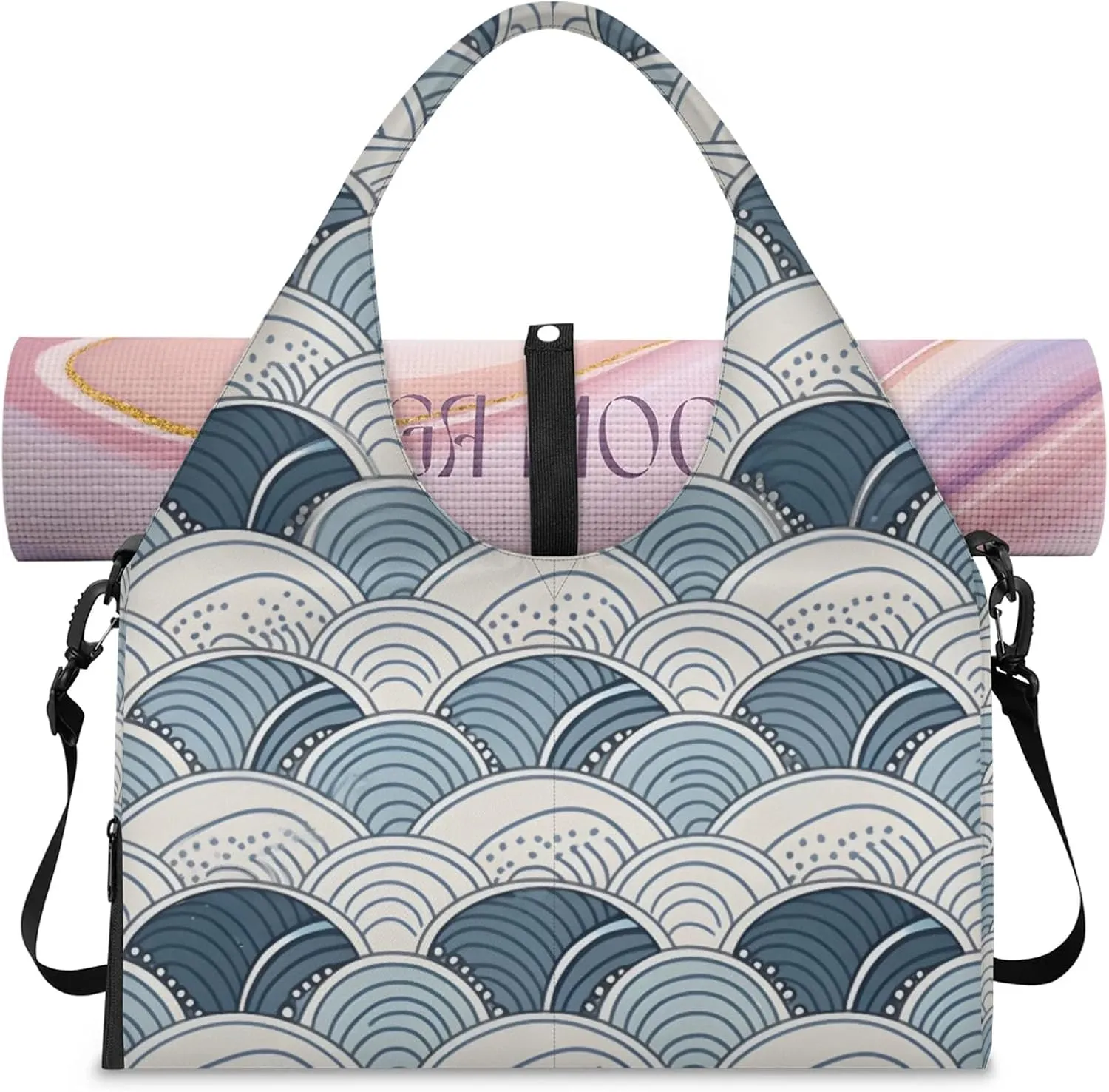 Gym Bag for Women Boho Print Duffel Bag with Shoe Compartment and Yoga Mat Holder Portable Weekender Bags Travel Tote Bags