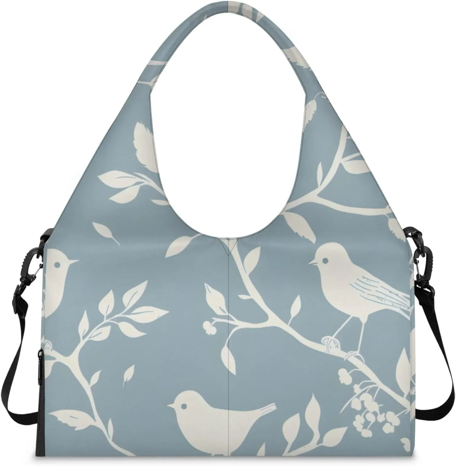 Gym Bag for Women Branches Birds Duffel Bag with Shoe Compartment and Yoga Mat Holder Portable Weekender Bags Travel Tote Bags