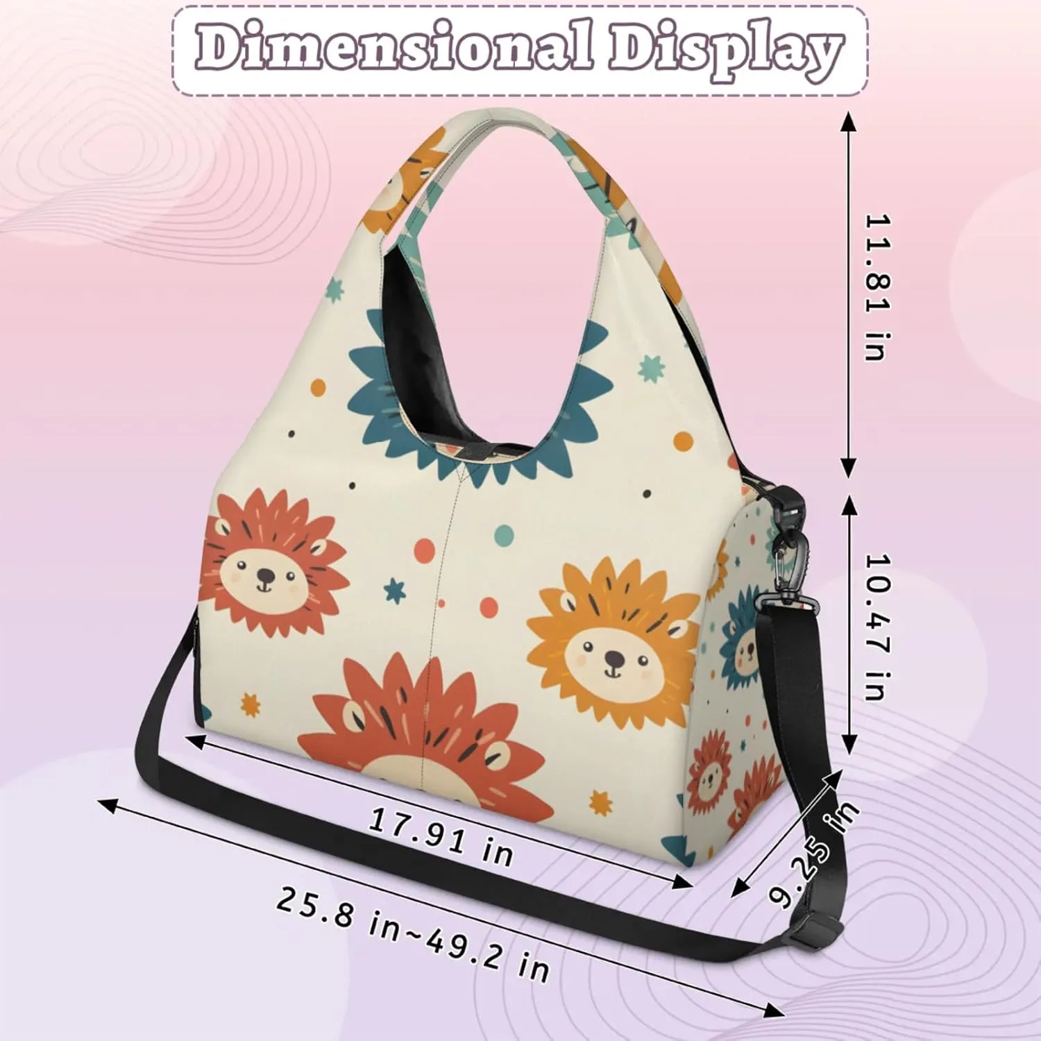 Gym Bag for Women Cartoon Hedgehog Duffel Bag with Shoe Compartment and Yoga Mat Holder Portable Weekender Bags Travel Tote Bags