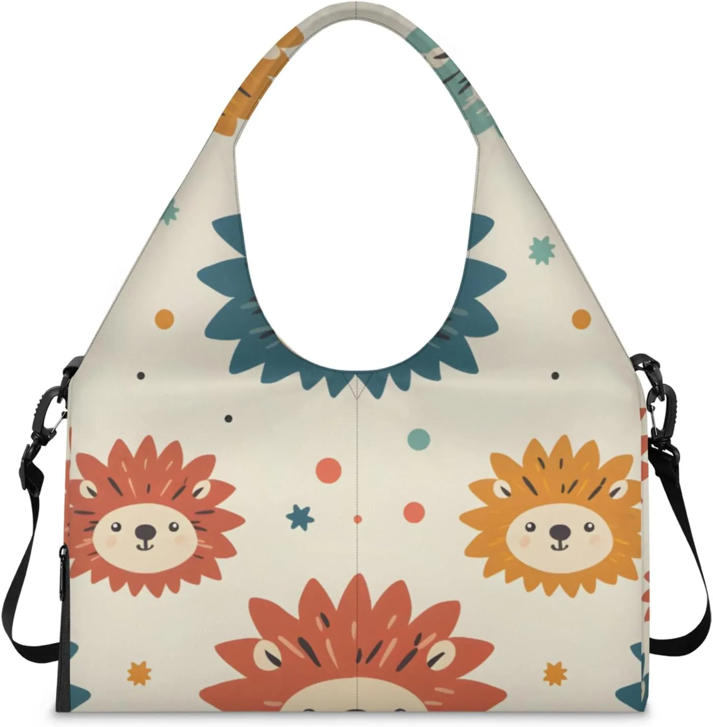 Gym Bag for Women Cartoon Hedgehog Duffel Bag with Shoe Compartment and Yoga Mat Holder Portable Weekender Bags Travel Tote Bags