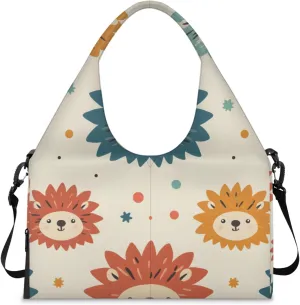 Gym Bag for Women Cartoon Hedgehog Duffel Bag with Shoe Compartment and Yoga Mat Holder Portable Weekender Bags Travel Tote Bags