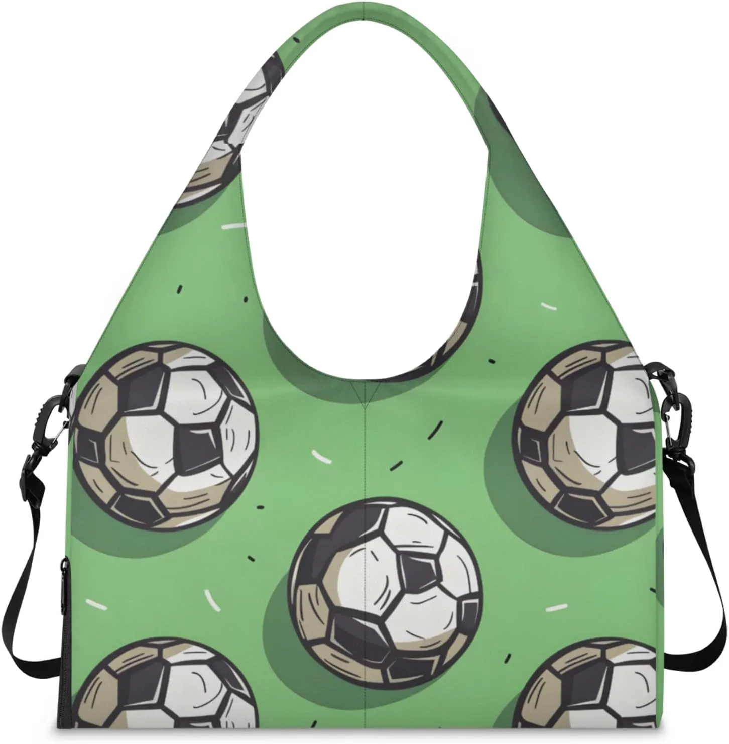 Gym Bag for Women Cartoon Soccers Duffel Bag with Shoe Compartment and Yoga Mat Holder Portable Weekender Bags Travel Tote Bags