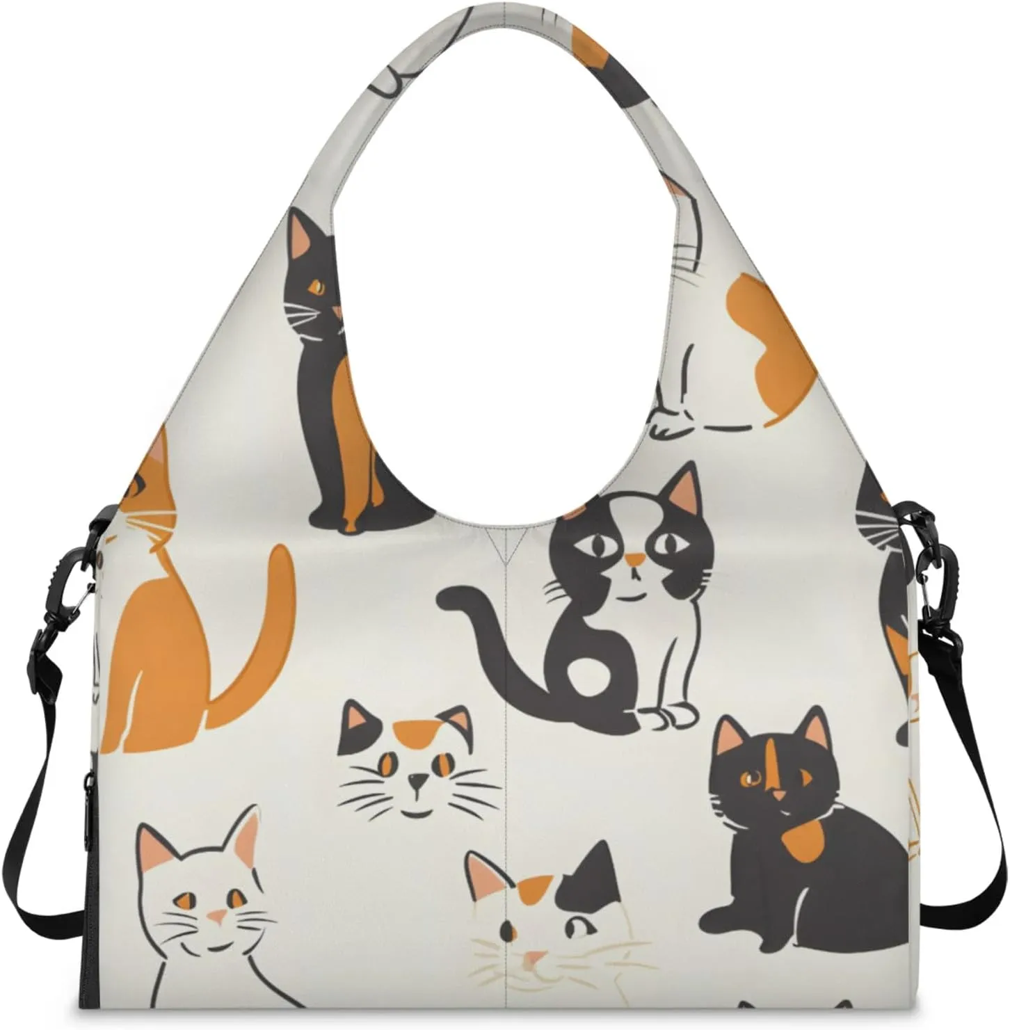 Gym Bag for Women Cat Pattern Duffel Bag with Shoe Compartment and Yoga Mat Holder Portable Weekender Bags Travel Tote Bags