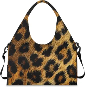Gym Bag for Women Classic Leopard Print Duffel Bag with Shoe Compartment and Yoga Mat Holder Portable Weekender Bags Travel Tote Bags