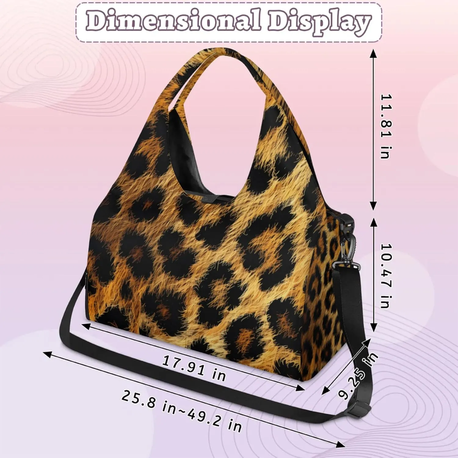 Gym Bag for Women Classic Leopard Print Duffel Bag with Shoe Compartment and Yoga Mat Holder Portable Weekender Bags Travel Tote Bags