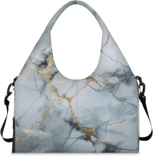 Gym Bag for Women Classic Marble Design Duffel Bag with Shoe Compartment and Yoga Mat Holder Portable Weekender Bags Travel Tote Bags