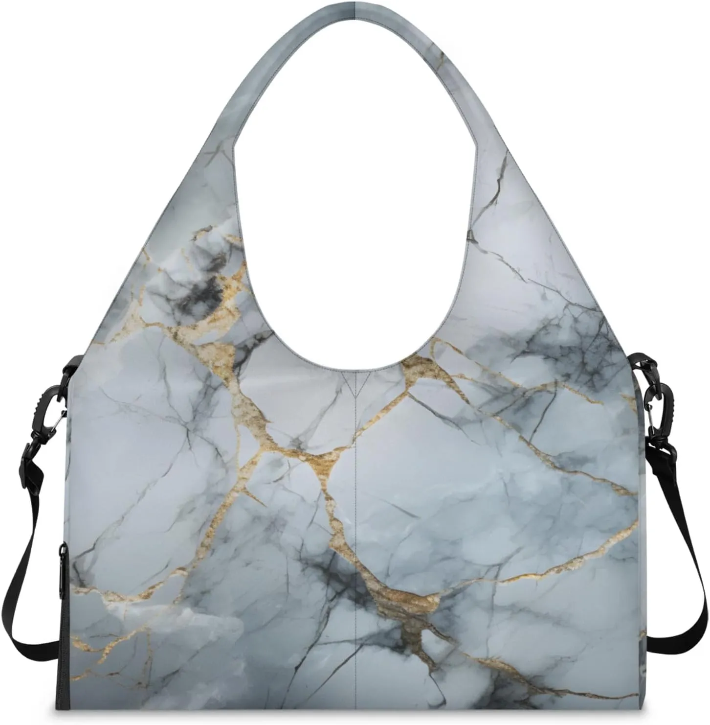 Gym Bag for Women Classic Marble Design Duffel Bag with Shoe Compartment and Yoga Mat Holder Portable Weekender Bags Travel Tote Bags