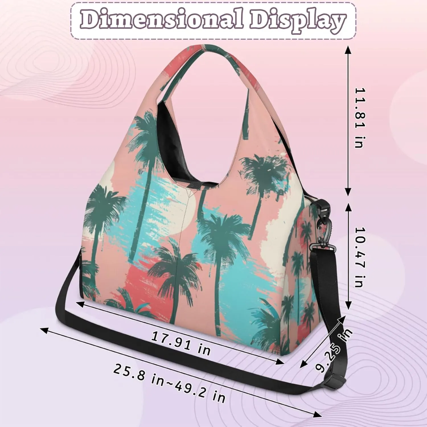 Gym Bag for Women Coconut Trees Theme Duffel Bag with Shoe Compartment and Yoga Mat Holder Portable Weekender Bags Travel Tote Bags