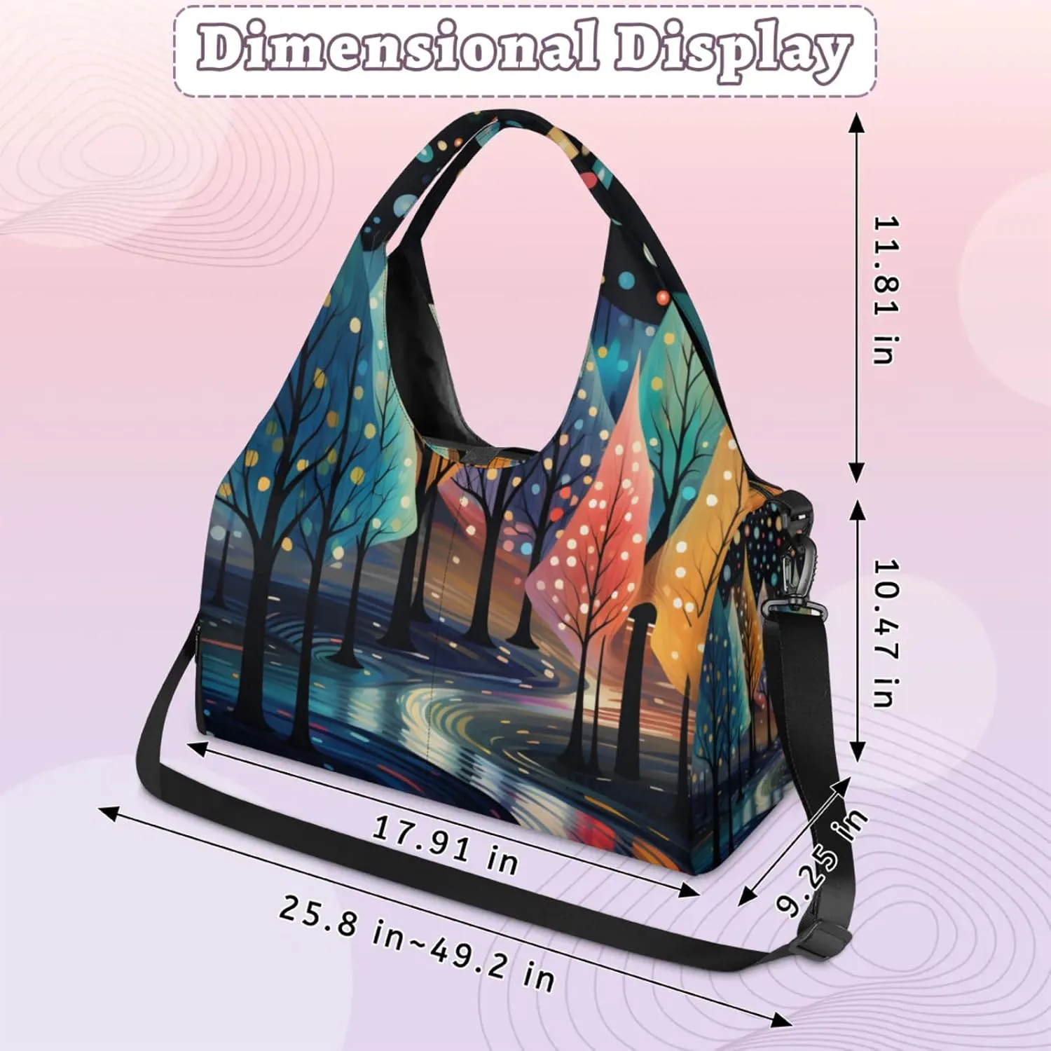 Gym Bag for Women Colorful Trees Duffel Bag with Shoe Compartment and Yoga Mat Holder Portable Weekender Bags Travel Tote Bags
