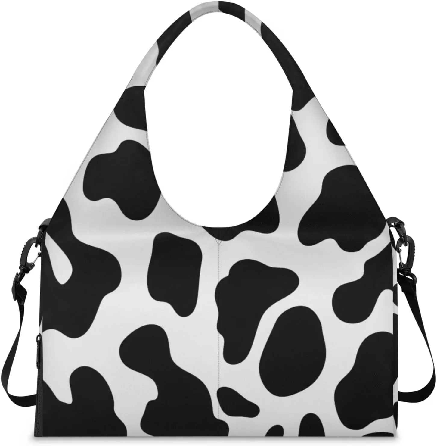 Gym Bag for Women Cow Pattern Duffel Bag with Shoe Compartment and Yoga Mat Holder Portable Weekender Bags Travel Tote Bags