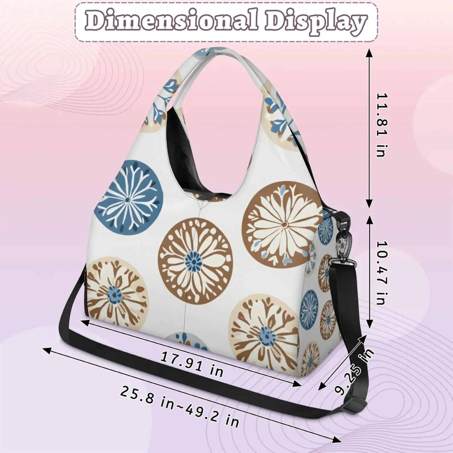 Gym Bag for Women Creative Circle Theme Duffel Bag with Shoe Compartment and Yoga Mat Holder Portable Weekender Bags Travel Tote Bags