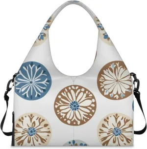 Gym Bag for Women Creative Circle Theme Duffel Bag with Shoe Compartment and Yoga Mat Holder Portable Weekender Bags Travel Tote Bags