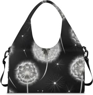 Gym Bag for Women Dandelions Flying Duffel Bag with Shoe Compartment and Yoga Mat Holder Portable Weekender Bags Travel Tote Bags
