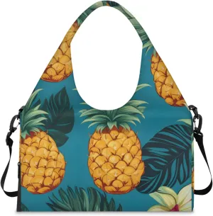 Gym Bag for Women Delicious Pineapple Duffel Bag with Shoe Compartment and Yoga Mat Holder Portable Weekender Bags Travel Tote Bags