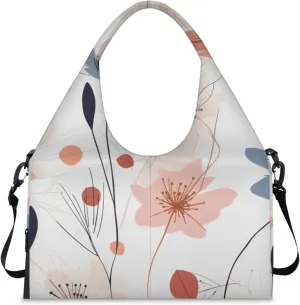 Gym Bag for Women Flower Floral Pattern Duffel Bag with Shoe Compartment and Yoga Mat Holder Portable Weekender Bags Travel Tote Bags